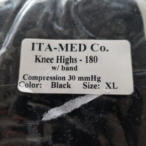 ITA-MED Knee Highs - 180 with band - Compression 30mmHg- XL - Black - NWT - …